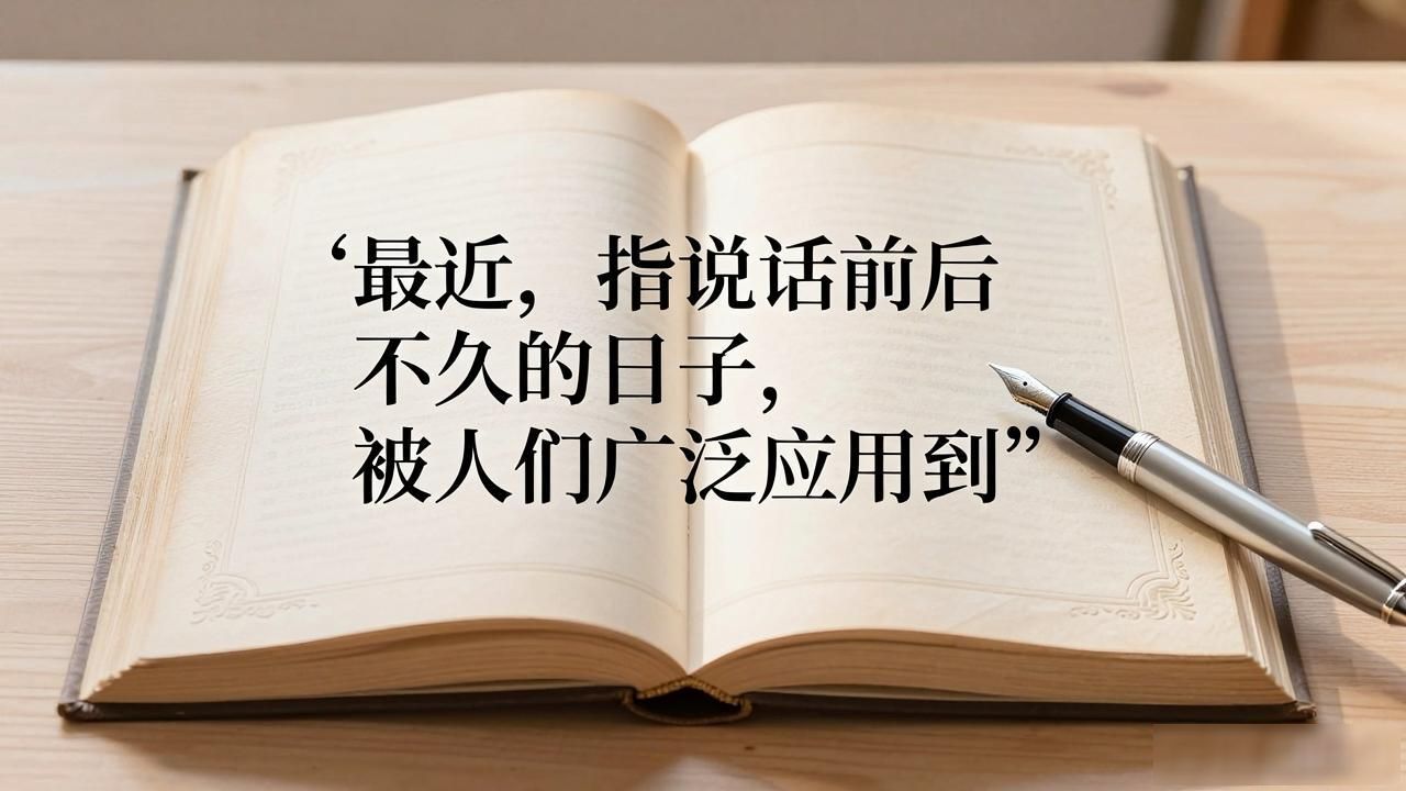 最近，指说话前后不久的日子，被人们广泛应用到