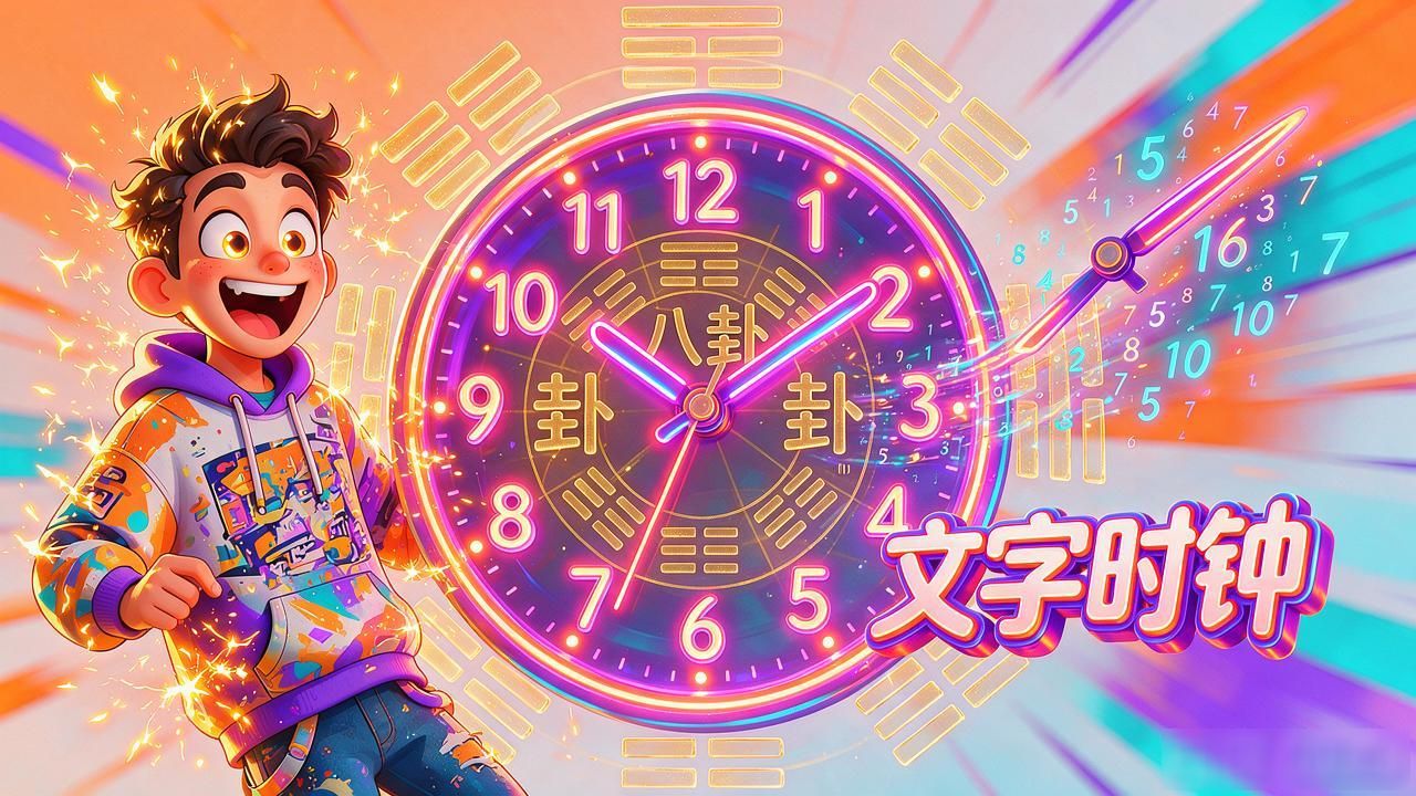 网红文字时钟八卦动画图是什么？这样设计让你的时间可视化爆火